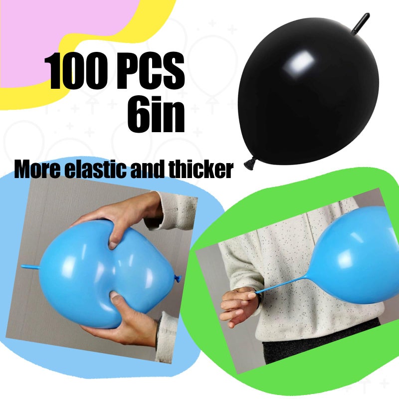 JINUPHION 100 Pcs Quick Link Balloons Black 6 inch  Latex Linking Balloons for Balloon Wall/Balloon Arches/Balloon Chains  Birthday Party Wedding Anniversary Graduation Arch Party Decor (black) - Image 5